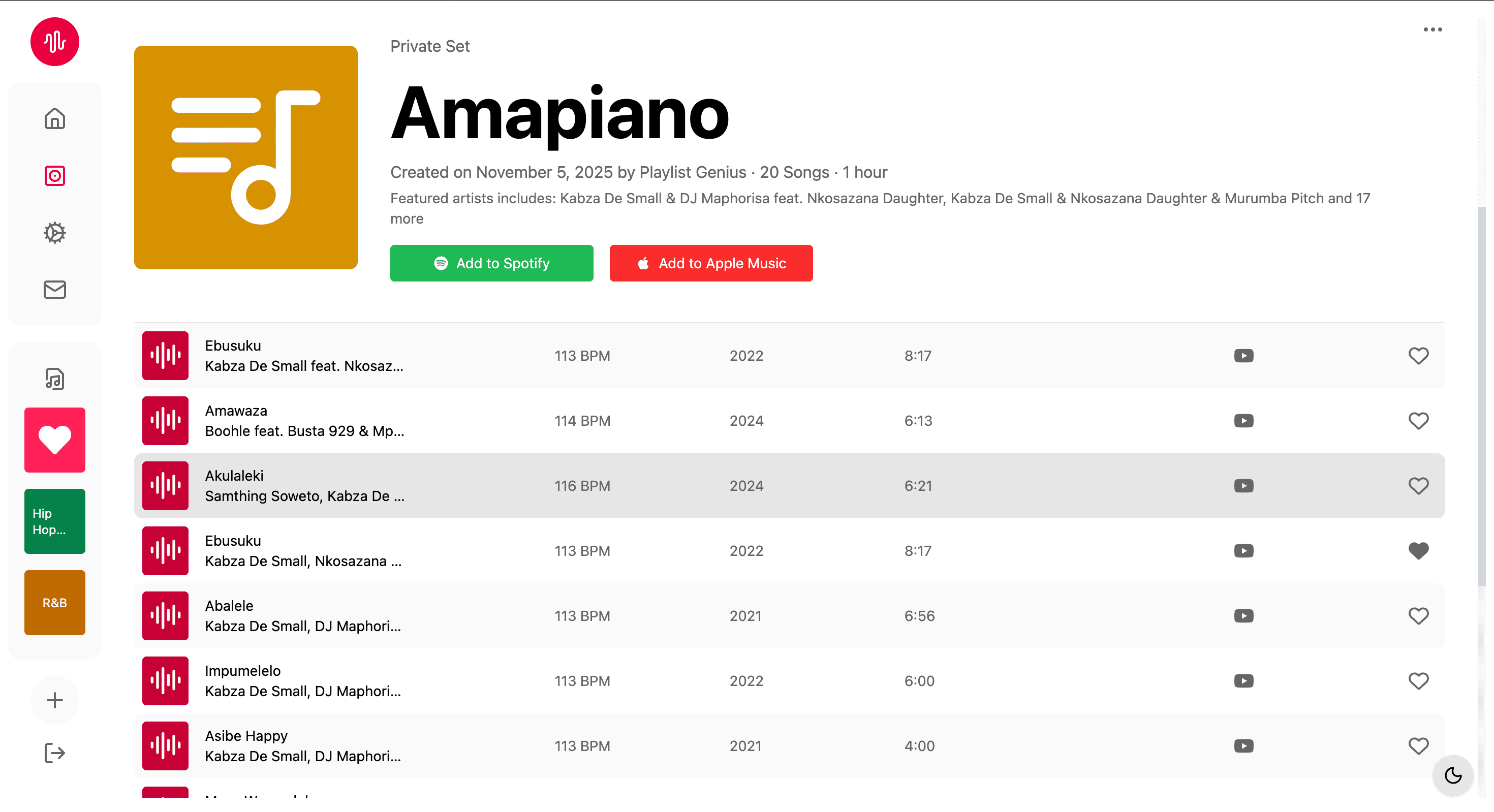 Playlist Genius Dashboard Interface